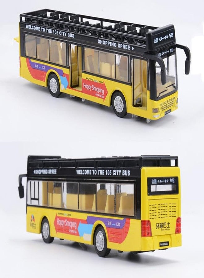 AHBHT New Diecast Toy Metal Diecast Sight View Metal Toy Bus Light Sound Pull Back Open Collection Bus for Kids Boys (Yellow) - Image 3
